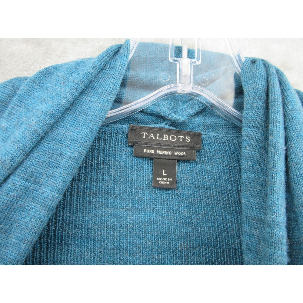 Talbots Sweater Womens Size L Merino Wool Open Front Cardigan Cozy Quiet Luxury - Picture 6 of 11